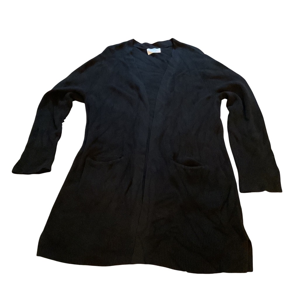 Old Navy Womens XL Black Ribbed Open Front Longline Cardigan Sweater Pockets